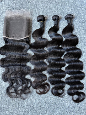 Raw 3-Bundle Deal + 13X4 HD Frontal (Body Wave/Straight)