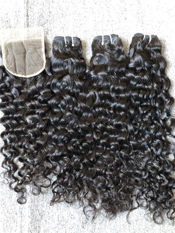 Raw 3 Bundles + 4x4 HD Closure (Yummy Curl/Loose Deep Wave)