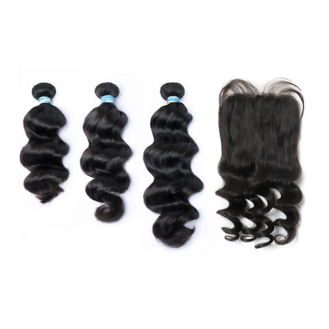 Virgin Bundle + Closure Deals (Body Wave/Straight/Loose Deep Wave)